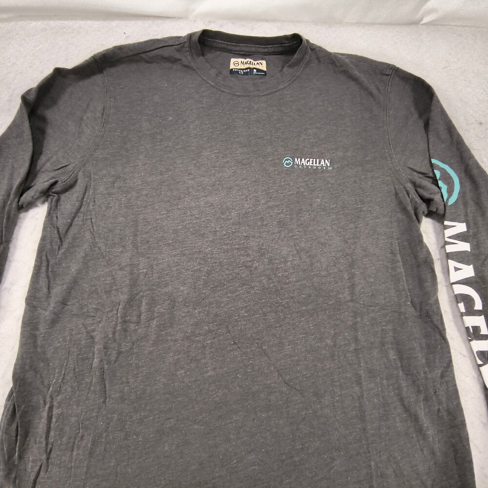 Magellan Outdoors Boyfriend Fit Long Sleeve Crew Neck Shirt Womens Size M Gray